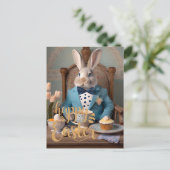 Osterhase in blauer Mantel und Krawatte Postkarte (Stehend Vorderseite)