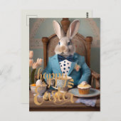Osterhase in blauer Mantel und Krawatte Postkarte (Vorne/Hinten)