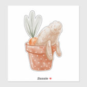 Osterhase in Blume Pot Aufkleber (Blatt)