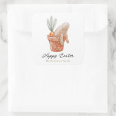 Osterhase in Blume Pot Quadratischer Aufkleber (Tasche)