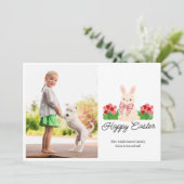 Osterhase in Blumen Feiertagskarte (Stehend Vorderseite)