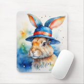 Osterhase in einem blauen Hut. Mousepad (Mit Mouse)
