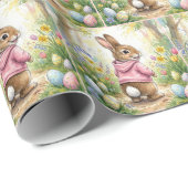 Osterhase in einem Frühlingsgarten Geschenkpapier (Rolleneckpunkt)