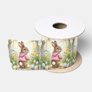 Osterhase in einem Frühlingsgarten Satinband