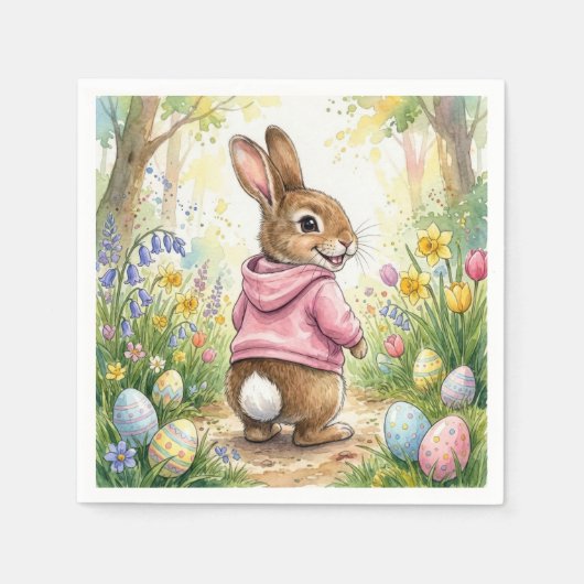 Osterhase in einem Frühlingsgarten Serviette (Vorderseite)