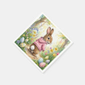 Osterhase in einem Frühlingsgarten Serviette (Ecke)