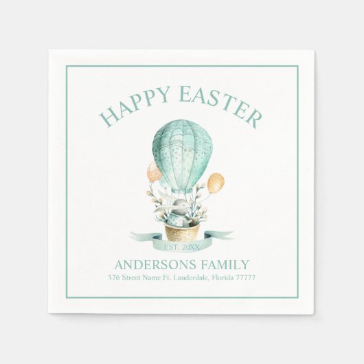 Osterhase in einem Heißluftballon Napkins Serviette (Vorderseite)