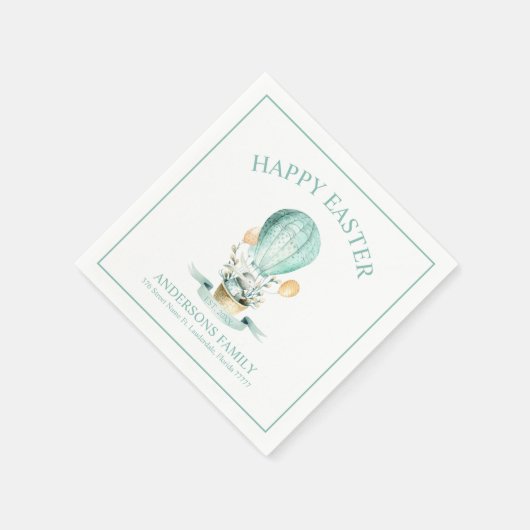 Osterhase in einem Heißluftballon Napkins Serviette (Ecke)