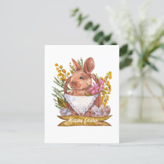 Osterhase in einem Korb Postkarte