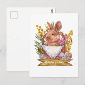 Osterhase in einem Korb Postkarte (Vorne/Hinten)