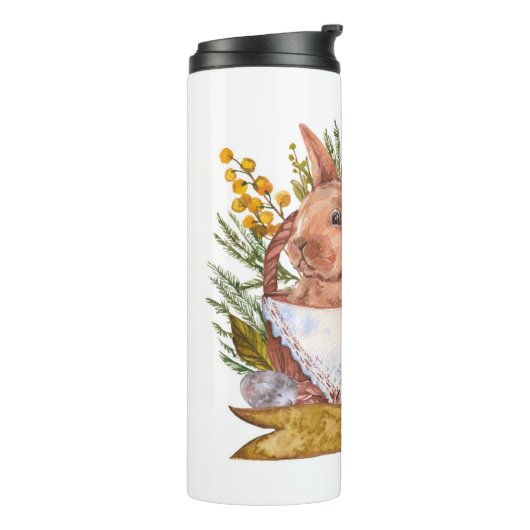 Osterhase in einem Korb Thermosbecher (Nach links gedreht)