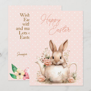 Osterhase in einer Teekanne Frohe Ostern Feiertagskarte