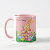 Osterhase in Rosa Frühlingszeit Blume Geschenk Tasse (Links)