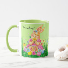 Osterhase in Rosa Frühlingszeit Blume Geschenk Tasse