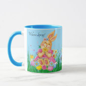 Osterhase in Rosa Frühlingszeit Blume Geschenk Tasse (Links)