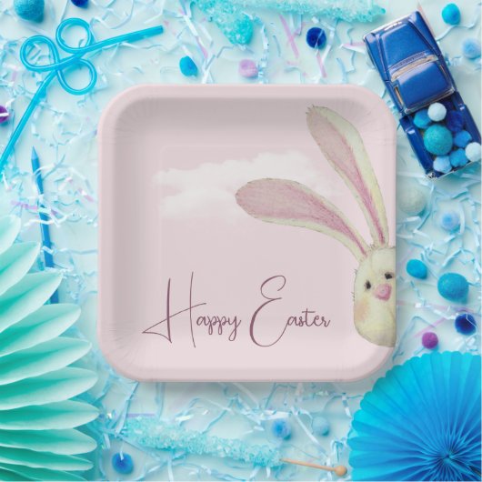 Osterhase in Rosa Pappteller (Party)