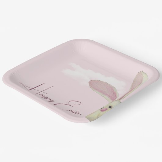 Osterhase in Rosa Pappteller (Gewinkelt)