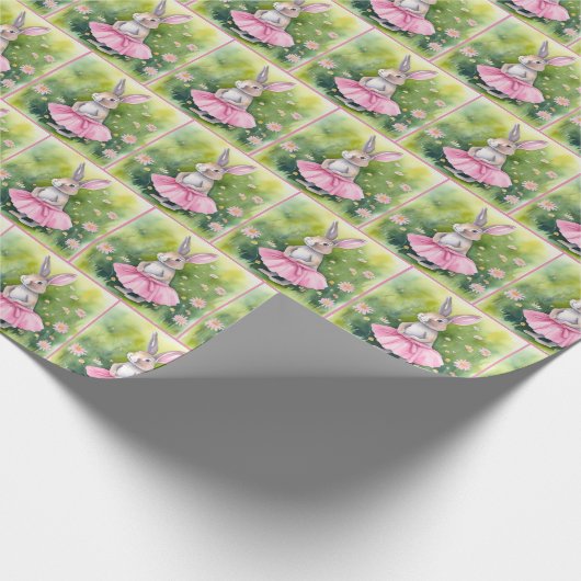 Osterhase in rosa Tutu Geschenkpapier (Ecke)