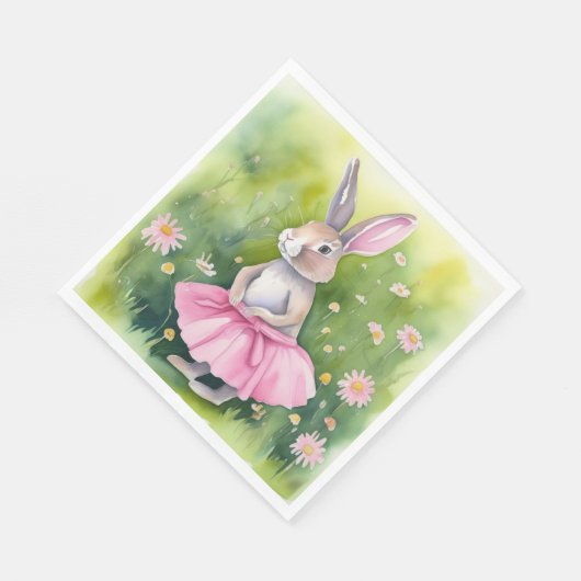 Osterhase in rosa Tutu Serviette (Ecke)