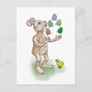 Osterhase jongliert feiertagspostkarte