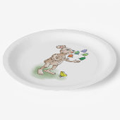 Osterhase jongliert pappteller (Schrägansicht)