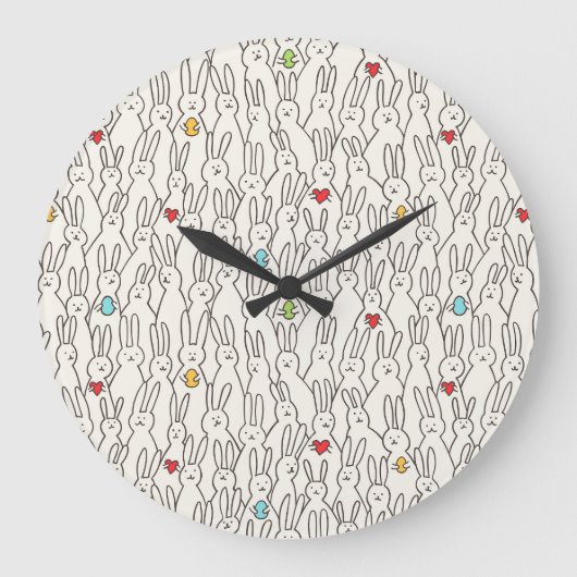 Osterhase: Joyful Seamless Fun. Große Wanduhr (Vorderseite)