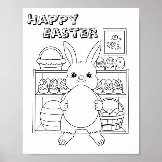 Osterhase Kaninchen Ei Kinder Malbuch Poster (Vorne)