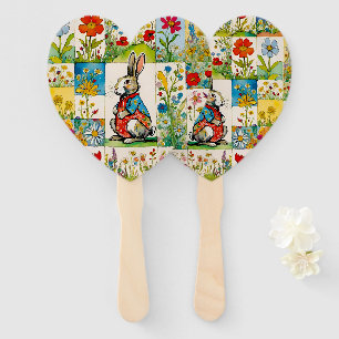 Osterhase Kaninchen Floral Patchwork Fächer