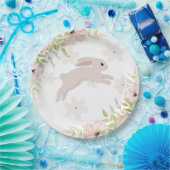 Osterhase Kaninchen Rosa Blumen Pappteller (Party)