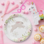 Osterhase Kaninchen Rosa Blumen Pappteller (Party)