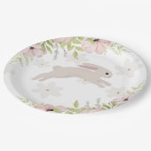 Osterhase Kaninchen Rosa Blumen Pappteller (Schrägansicht)