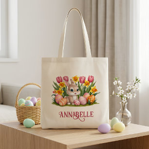 Osterhase Kaninchen Tulpe Osterglocke Ostereiersuc Tragetasche