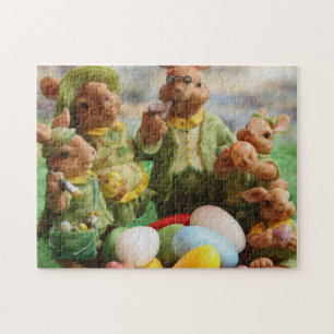 Osterhase Kaninchenfamilie und Eier Puzzle