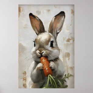 Osterhase Karotten Druck, Frühling Hase Poster