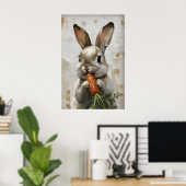 Osterhase Karotten Druck, Frühling Hase Poster (Heimbüro)