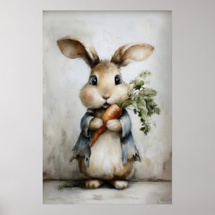 Osterhase Karotten Druck, Frühling Hase Poster
