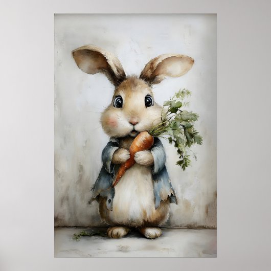 Osterhase Karotten Druck, Frühling Hase Poster (Vorne)