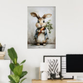 Osterhase Karotten Druck, Frühling Hase Poster (Heimbüro)