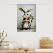 Osterhase Karotten Druck, Frühling Hase Poster (Küche)