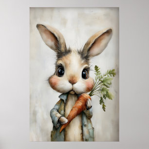 Osterhase Karotten Druck, Frühling Hase Poster