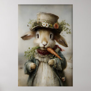 Osterhase Karotten Druck, Frühling Hase Poster