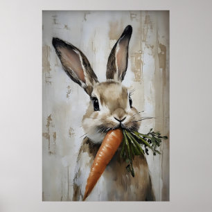 Osterhase Karotten Druck, Frühling Hase Poster