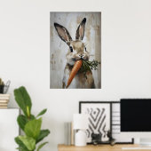 Osterhase Karotten Druck, Frühling Hase Poster (Heimbüro)