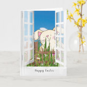 Osterhase Karte (Gelbe Blume)