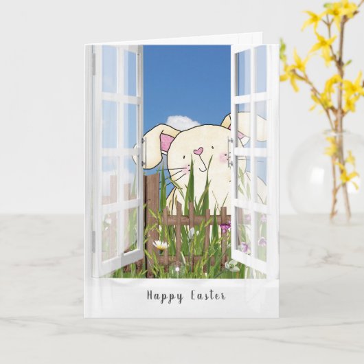 Osterhase Karte (Gelbe Blume)