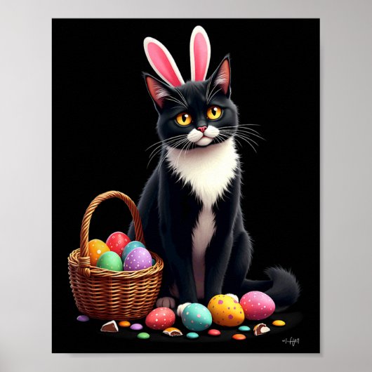 Osterhase Katze Ei Skizze Poster (Vorne)
