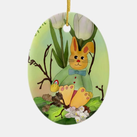 Osterhase Keramik Ornament (Vorne)
