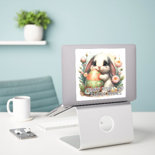 Osterhase Kisses - Vinyl Sticker (Laptop auf Schreibtisch)