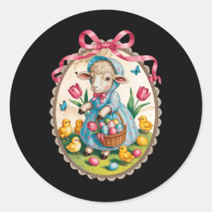 Osterhase Lamm Ei-Suche Vintage Frühling Rosa Schl Runder Aufkleber