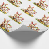 Osterhase & Lamm | Frühlingsblumen und -kiche Nied Geschenkpapier (Ecke)
